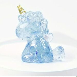 New!  Crushed Genuine Crystal Stone and Resin, Unicorn in Aquamarine